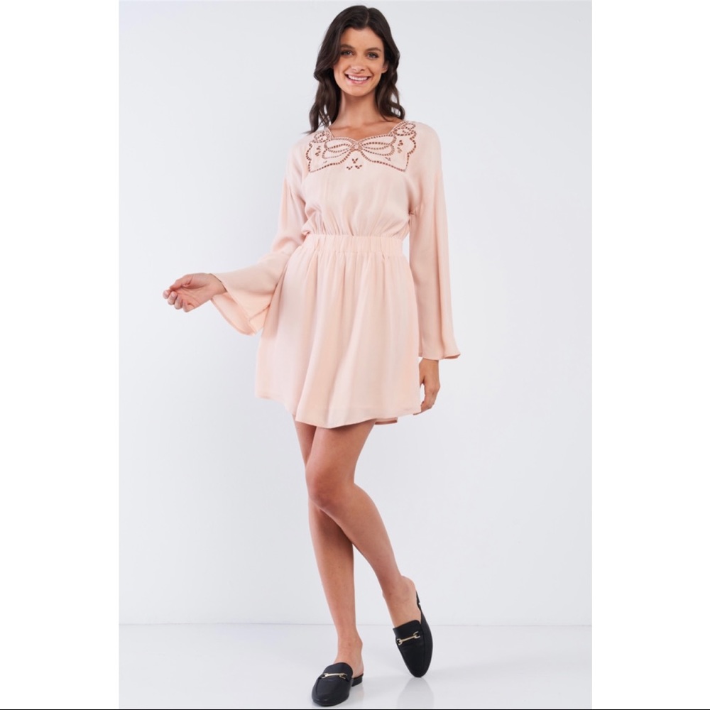 Sugarlips Nude Butterfly Cut Out Long Sleeve Dress - Picture 3 of 9